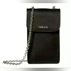 Calvin Klein Phone Crossbody Black Leather Excellent Condition